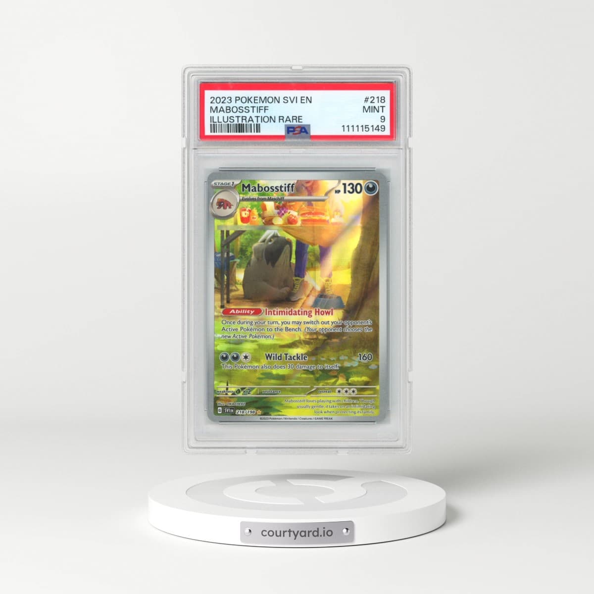 2023 Pokémon Svi EN-Scarlet & Violet #218 Mabosstiff - Illustration Rare (PSA 9 MINT)