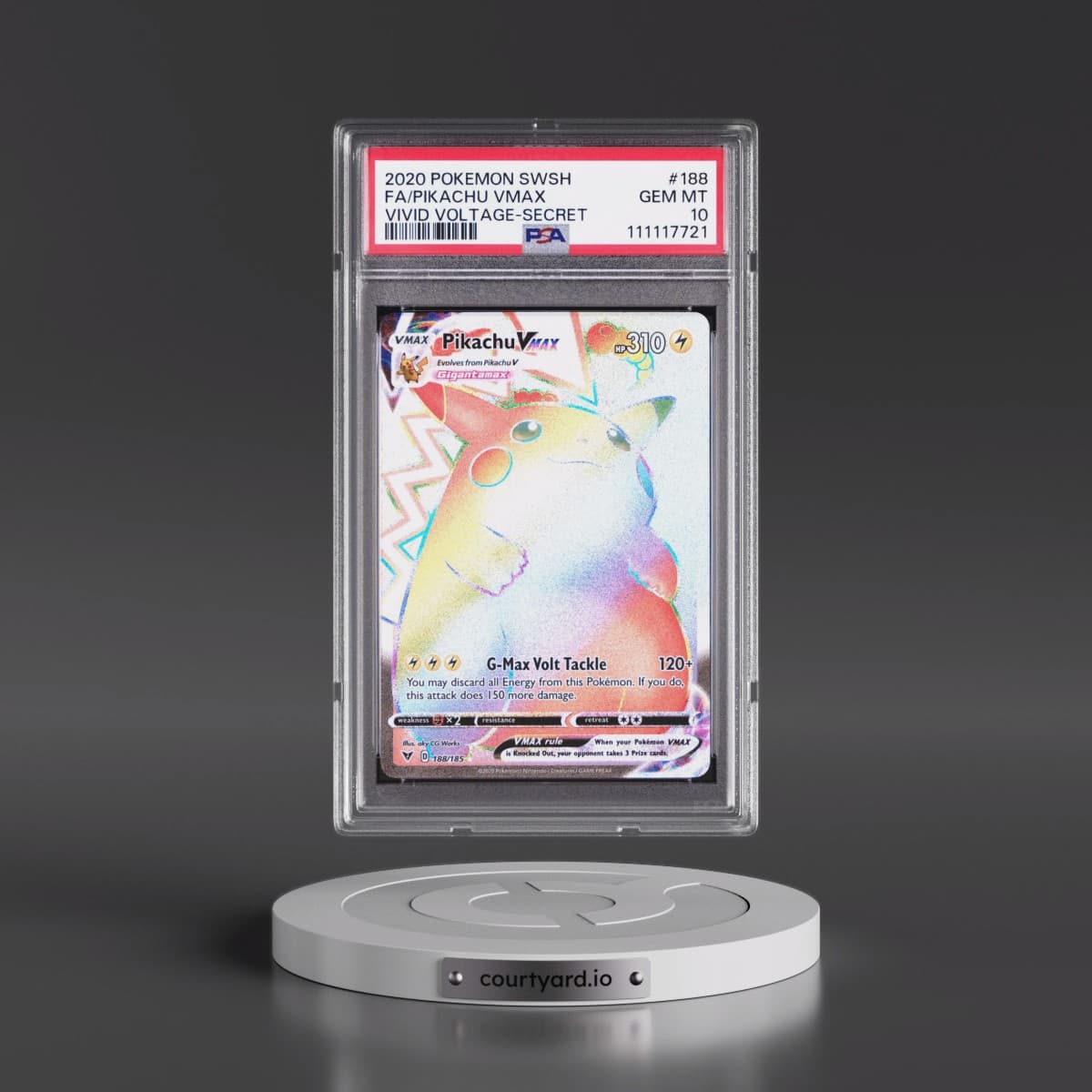 2020 Pokémon Sword & Shield Vivid Voltage #188 Pikachu Vmax - Full Art Secret (PSA 10 GEM MINT)