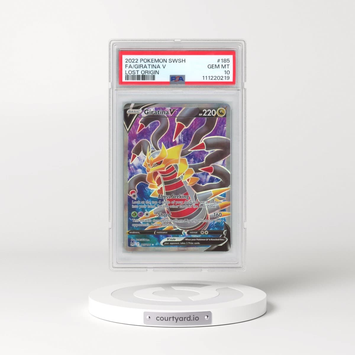 2022 Pokémon Sword & Shield Lost Origin #185 Giratina V - Holo Full Art (PSA 10 GEM MINT)