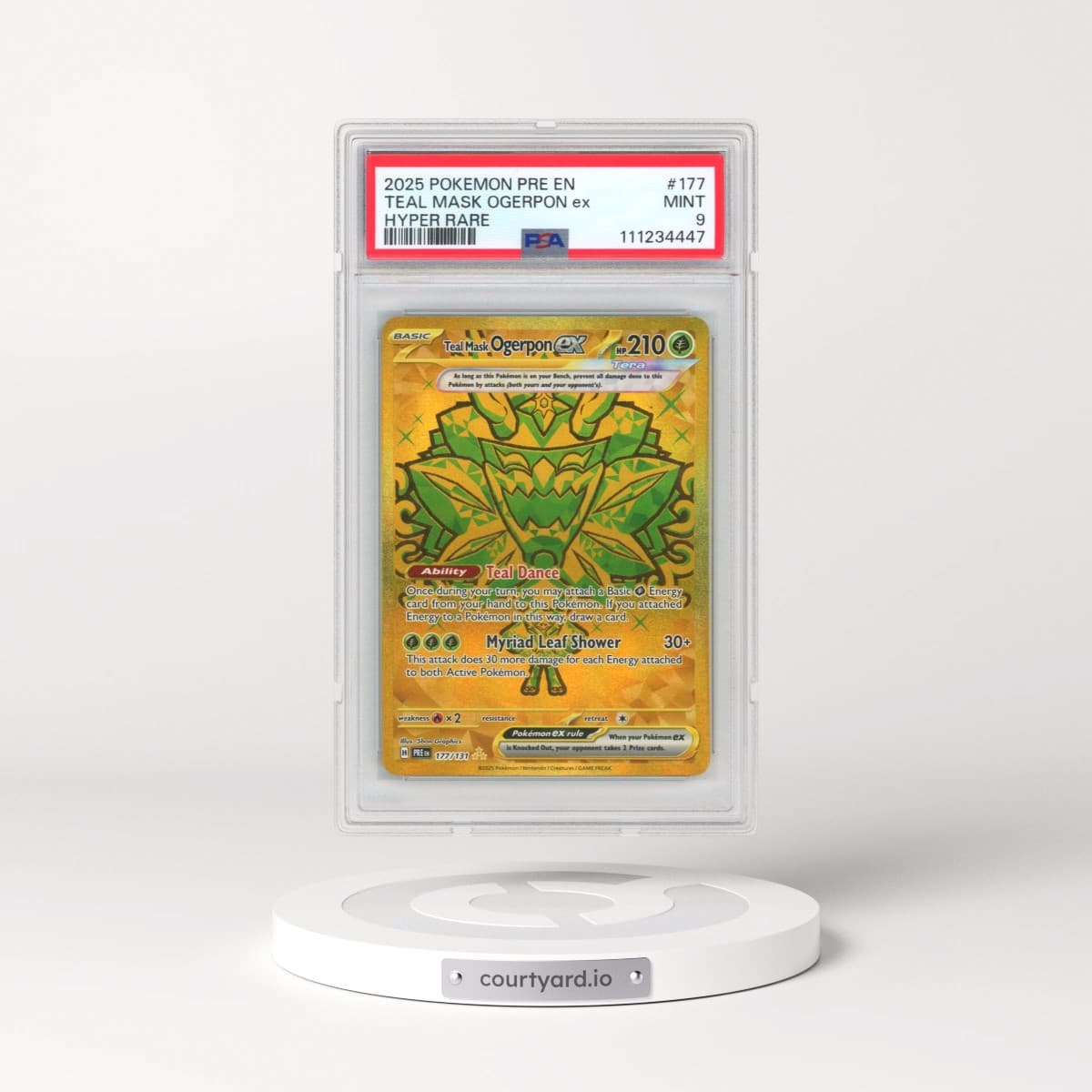 2025 Pokémon Pre EN-Prismatic Evolutions #177 Teal Mask Ogerpon EX - Holo Hyper Rare (PSA 9 MINT)