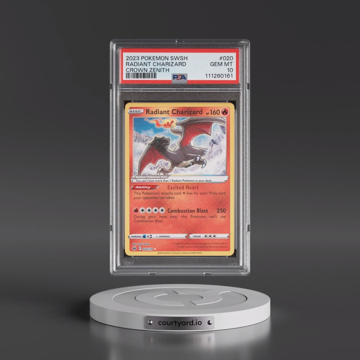 2023 Pokémon Sword and Shield Crown Zenith #020 Radiant Charizard - Holo (PSA 10 GEM MINT)