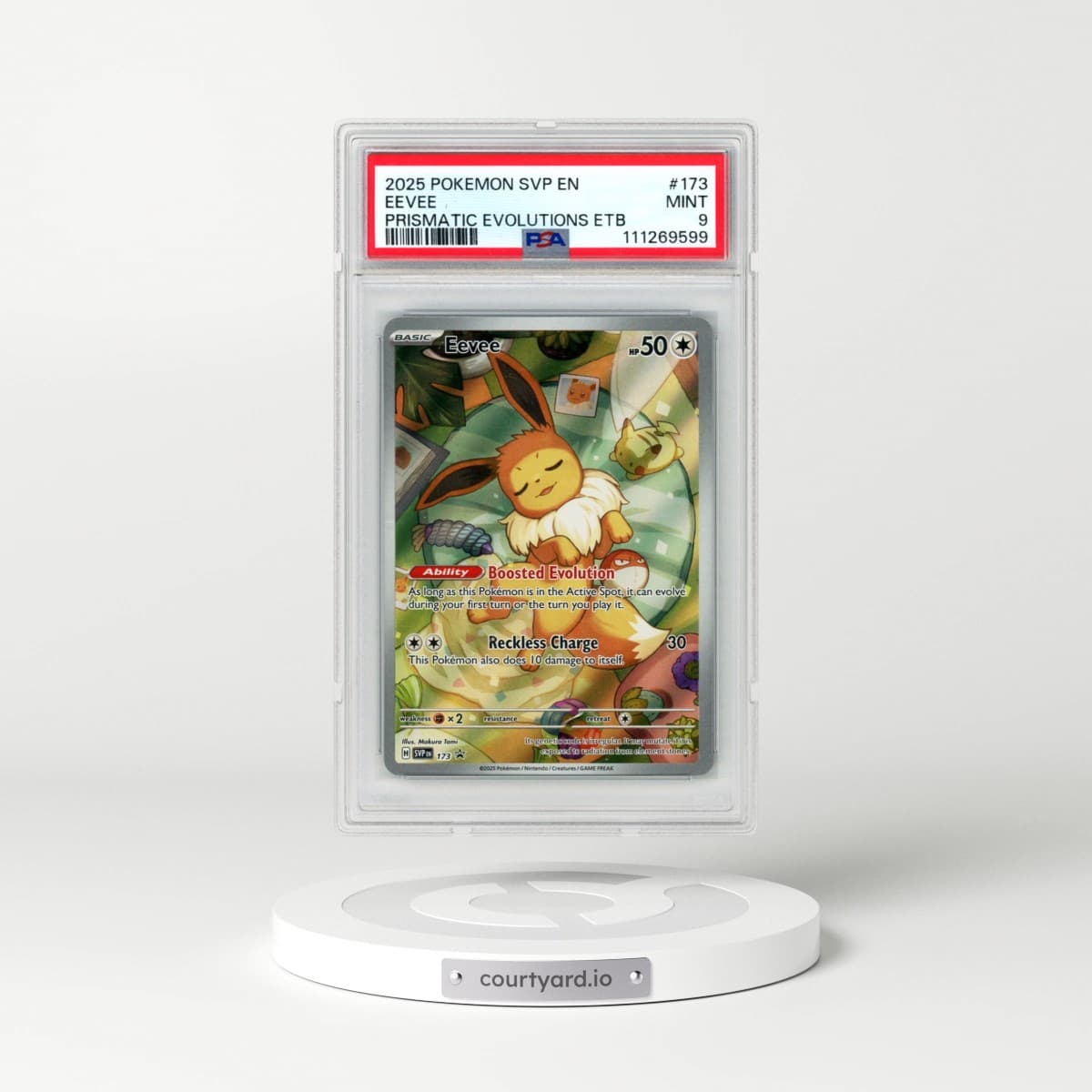 2025 Pokémon Svp EN-SV Black Star Promo #173 Eevee - Prismatic Evolutions Elite Trainer Box (PSA 9 MINT)