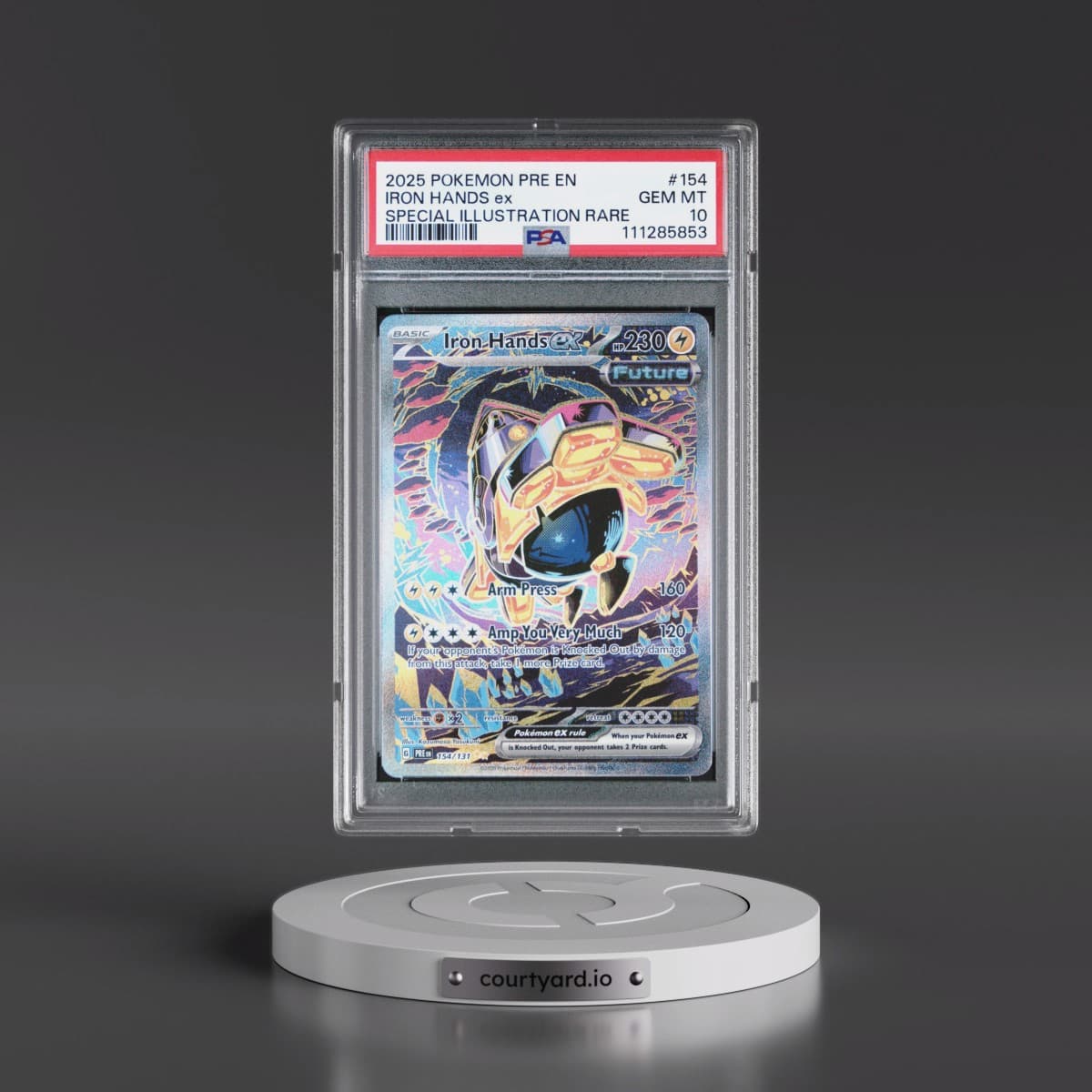 2025 Pokémon Pre EN-Prismatic Evolutions #154 Iron Hands EX - Holo Special Illustration Rare (PSA 10 GEM MINT)