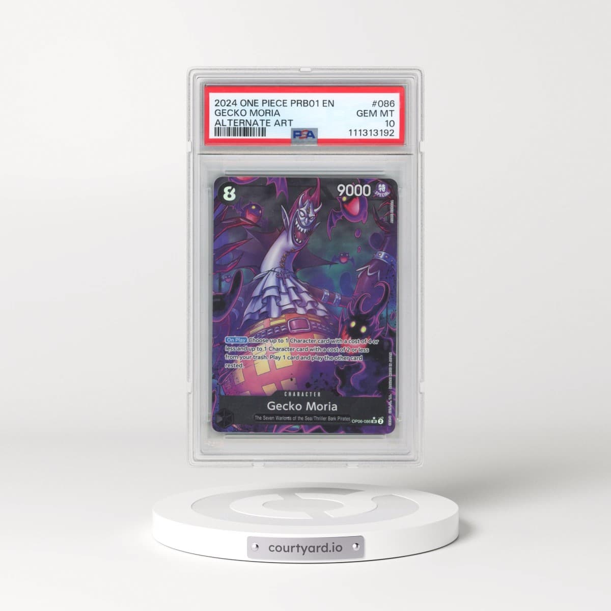 2024 One Piece PRB01-Premium Booster -One Piece Card the Best #086 Gecko Moria - Alternate Art (PSA 10 GEM MINT)