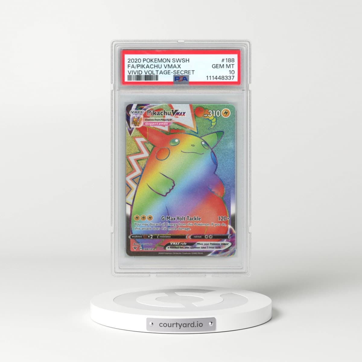 2020 Pokémon Sword & Shield Vivid Voltage #188 Pikachu Vmax - Full Art Secret (PSA 10 GEM MINT)