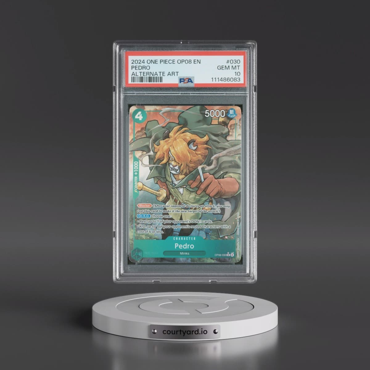 2024 One Piece OP08-Two Legends #030 Pedro - Alternate Art (PSA 10 GEM MINT)