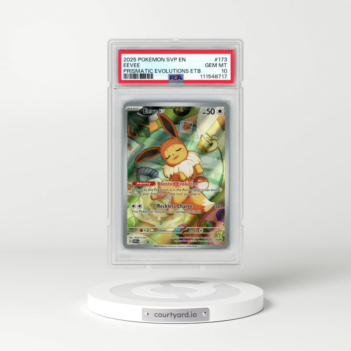 2025 Pokémon Svp EN-SV Black Star Promo #173 Eevee - Prismatic Evolutions Elite Trainer Box (PSA 10 GEM MINT)