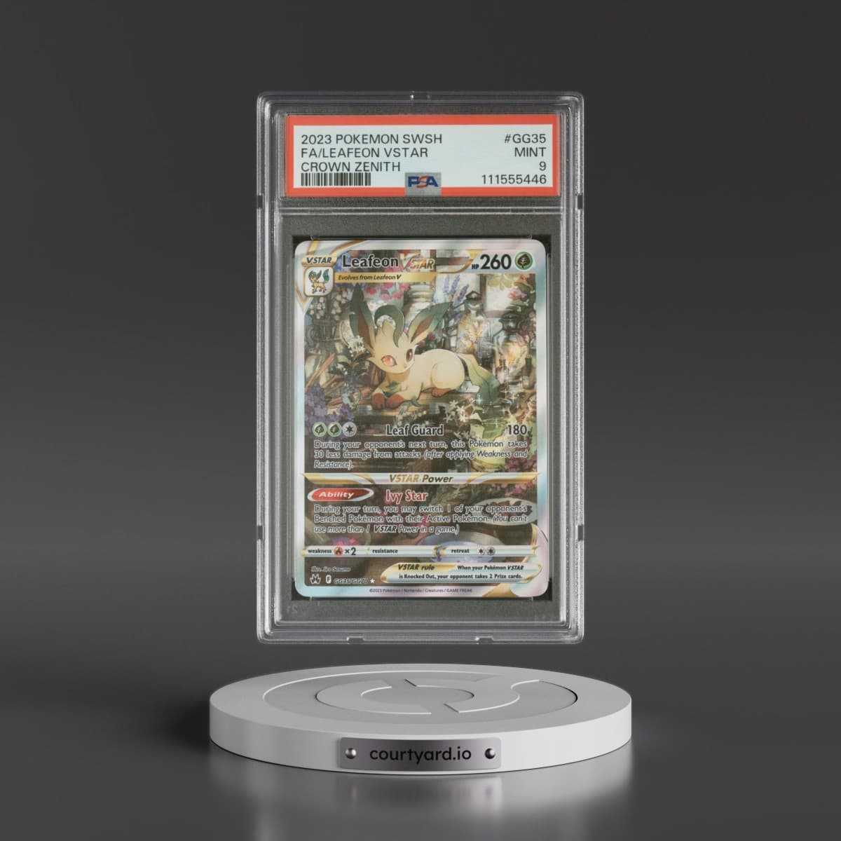 2023 Pokémon Sword and Shield Crown Zenith #GG35 Leafeon Vstar - Full Art (PSA 9 MINT)