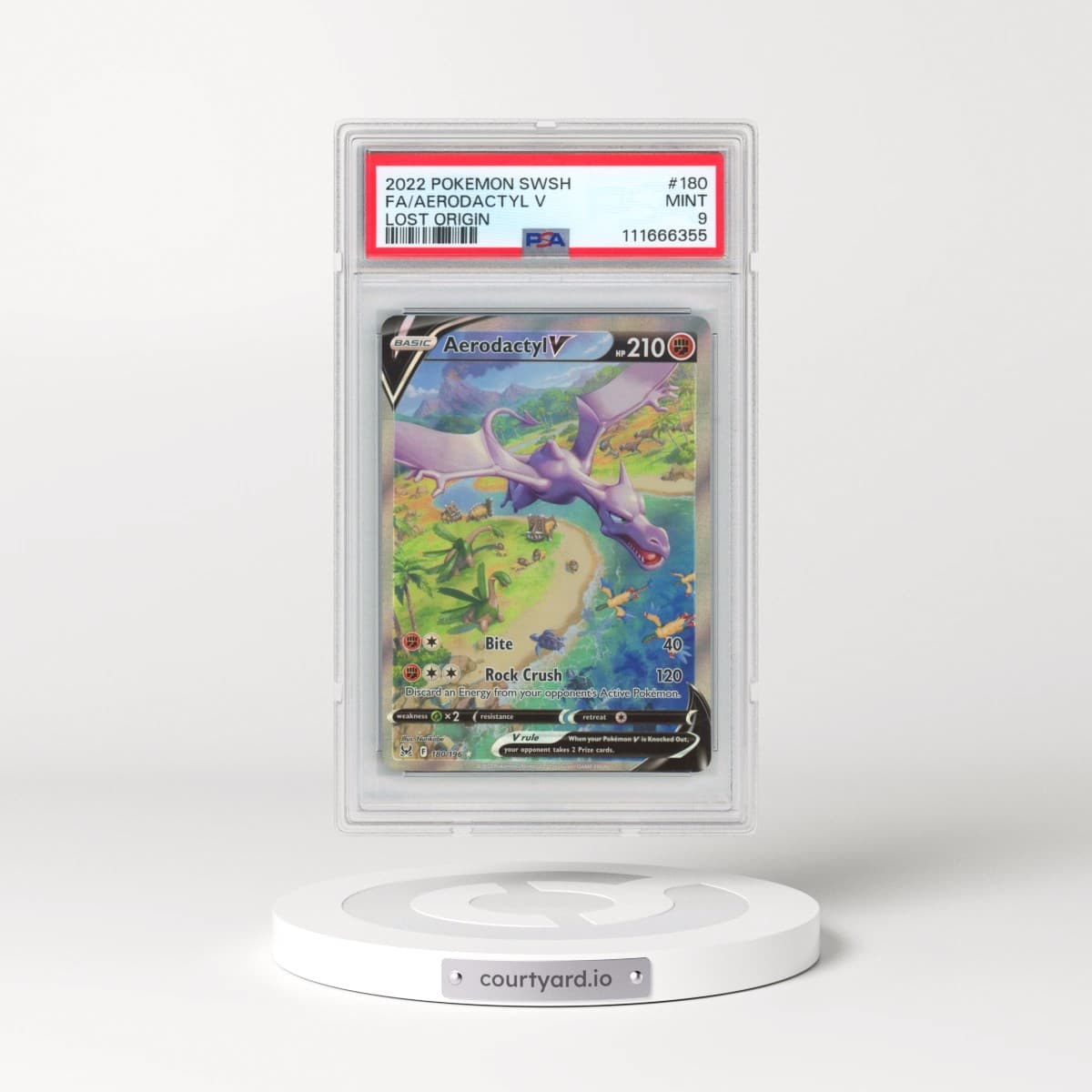 2022 Pokémon Sword & Shield Lost Origin #180 Aerodactyl V - Holo Full Art (PSA 9 MINT)