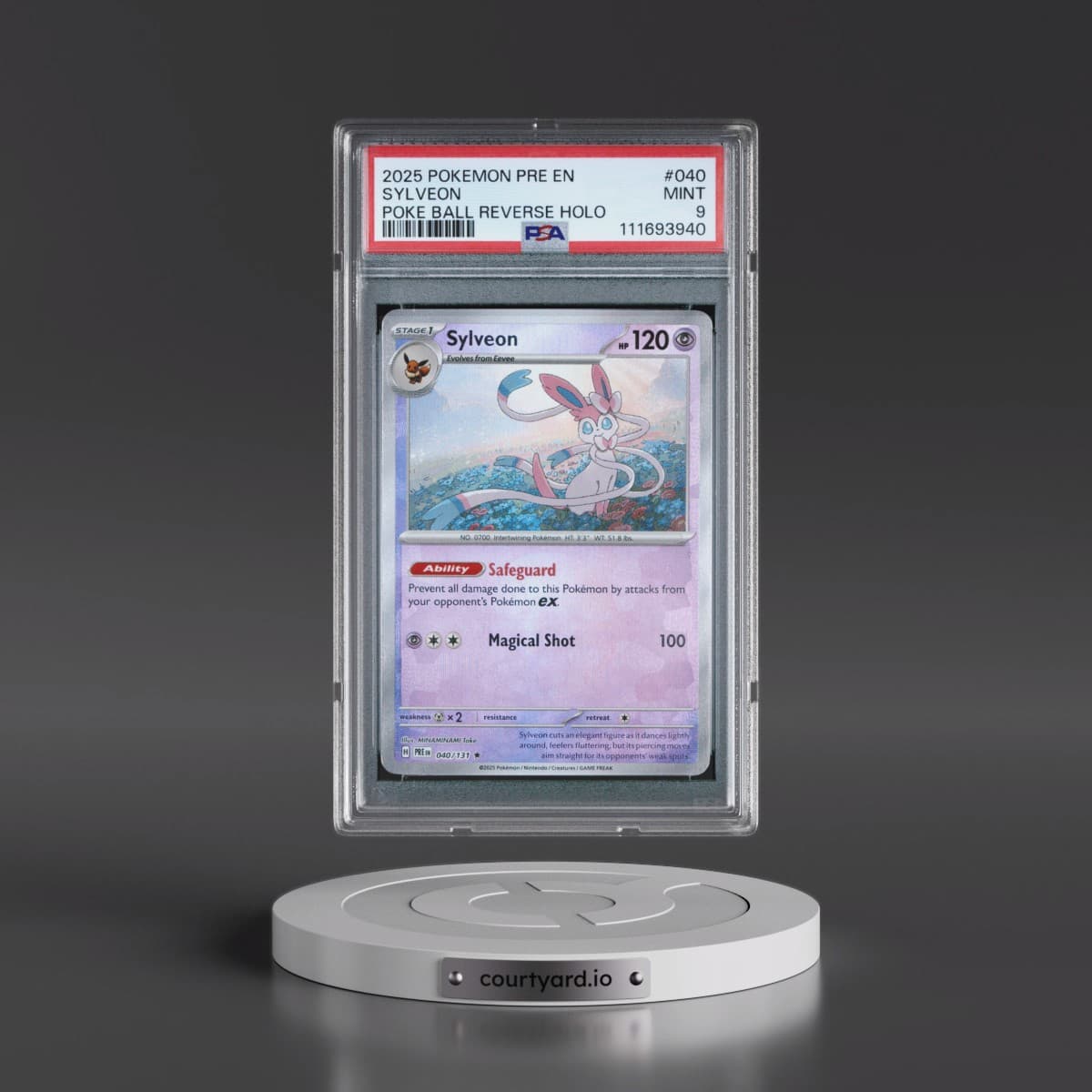 2025 Pokémon Pre EN-Prismatic Evolutions #040 Sylveon - Reverse Holo Poke Ball (PSA 9 MINT)