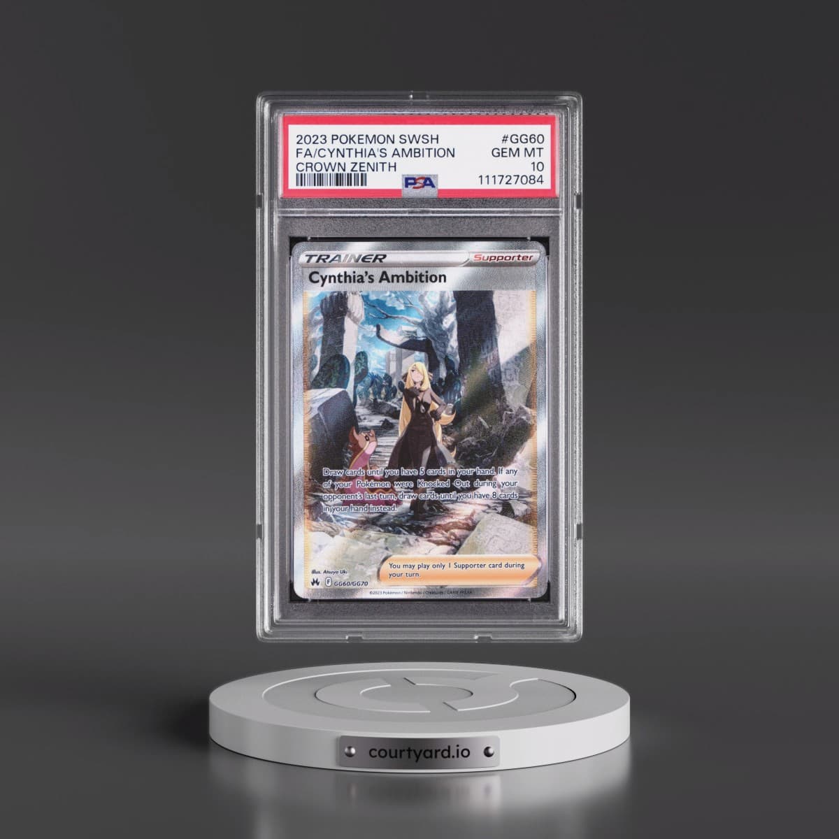 2023 Pokémon Sword and Shield Crown Zenith #GG60 Cynthia's Ambition - Full Art (PSA 10 GEM MINT)