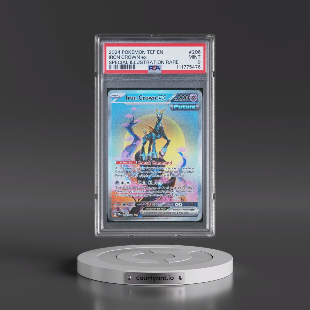 2024 Pokémon Tef EN-Temporal Forces #206 Iron Crown EX - Holo Special Illustration Rare (PSA 9 MINT)