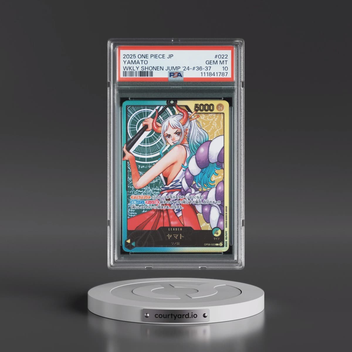 2025 One Piece Japanese Promos #022 Yamato - Weekly Shonen Jump 2024-Issue 36-37 (PSA 10 GEM MINT)