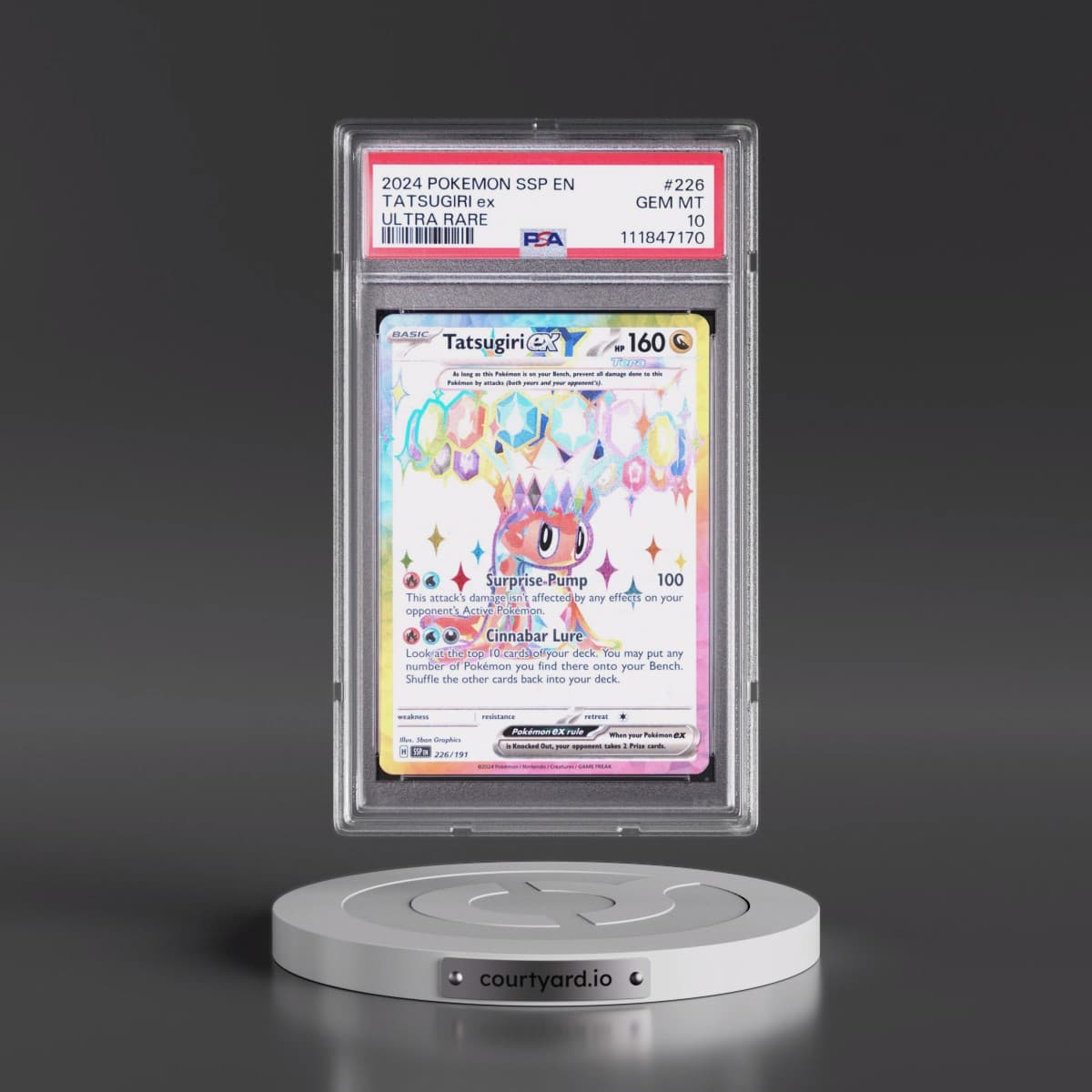 2024 Pokémon Ssp EN-Surging Sparks #226 Tatsugiri EX - Holo Ultra Rare (PSA 10 GEM MINT)