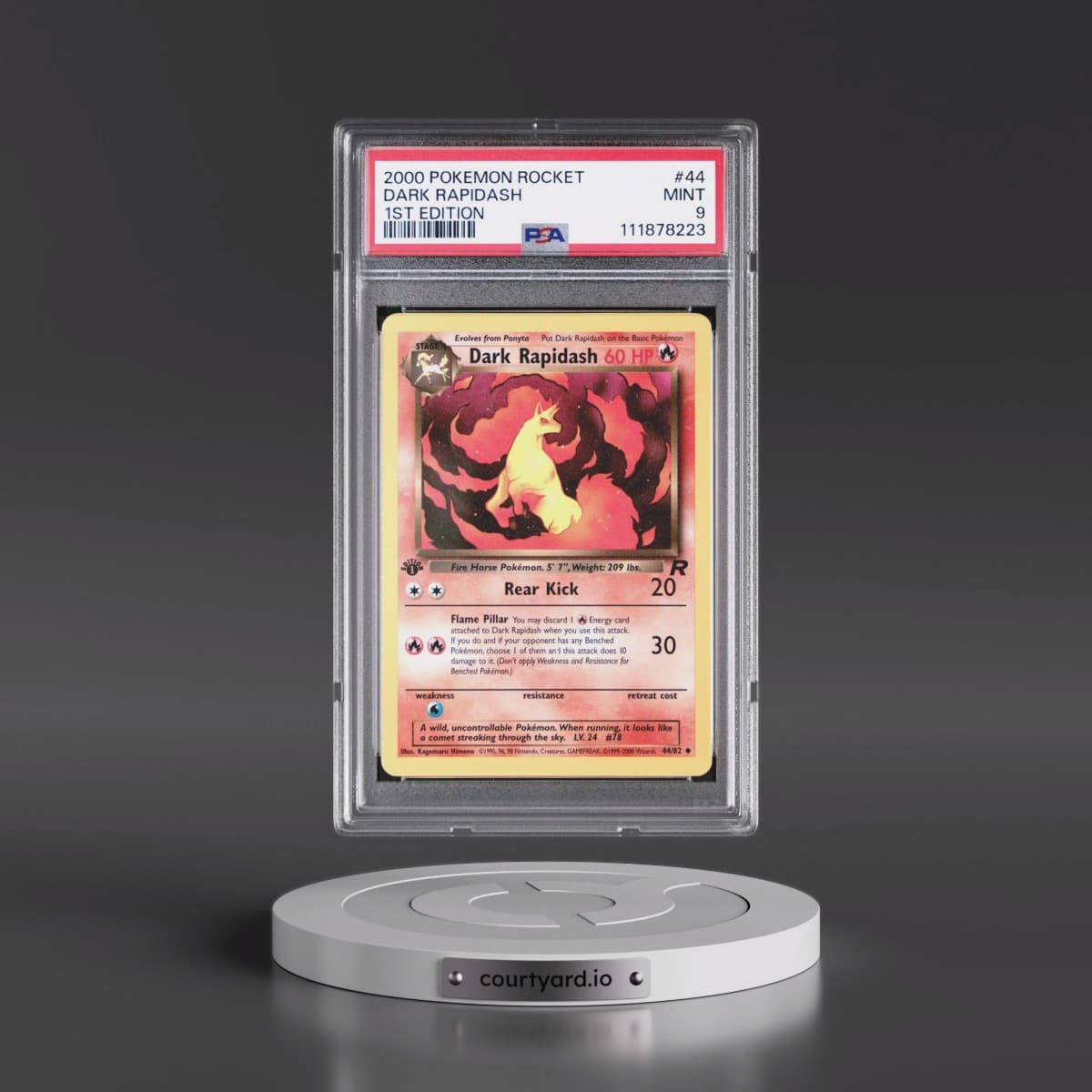 2000 Pokémon Rocket #44 Dark Rapidash - 1st Edition (PSA 9 MINT)