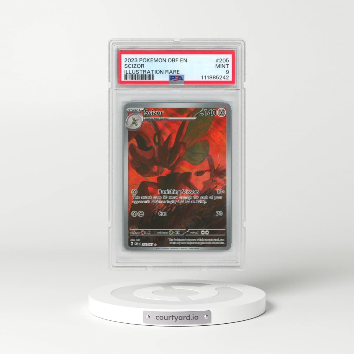 2023 Pokémon Obf EN-Obsidian Flames #205 Scizor - Illustration Rare (PSA 9 MINT)
