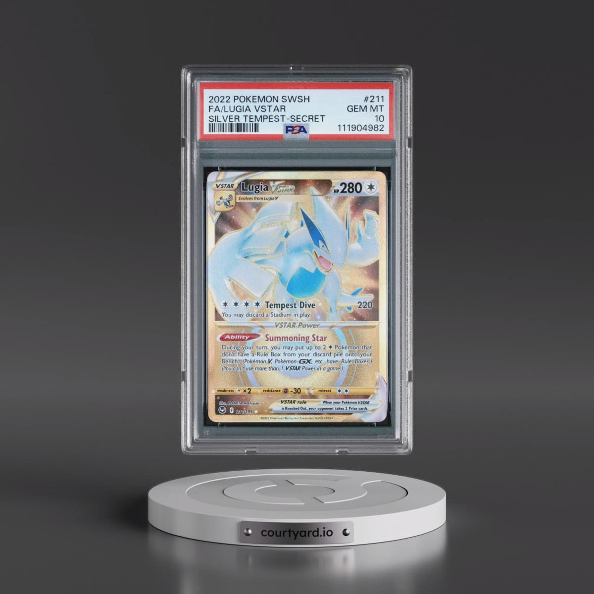 2022 Pokémon Sword & Shield Silver Tempest #211 Lugia Vstar - Full Art Secret (PSA 10 GEM MINT)
