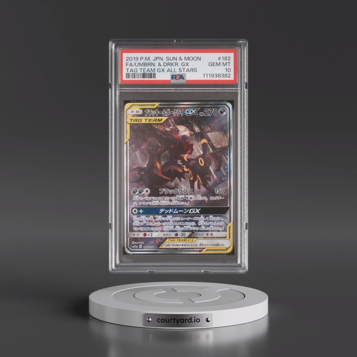 2019 Pokémon Sun & Moon Tag Team GX All Stars #182 Umbreon & Darkrai GX - Holo Full Art (PSA 10 GEM MINT)