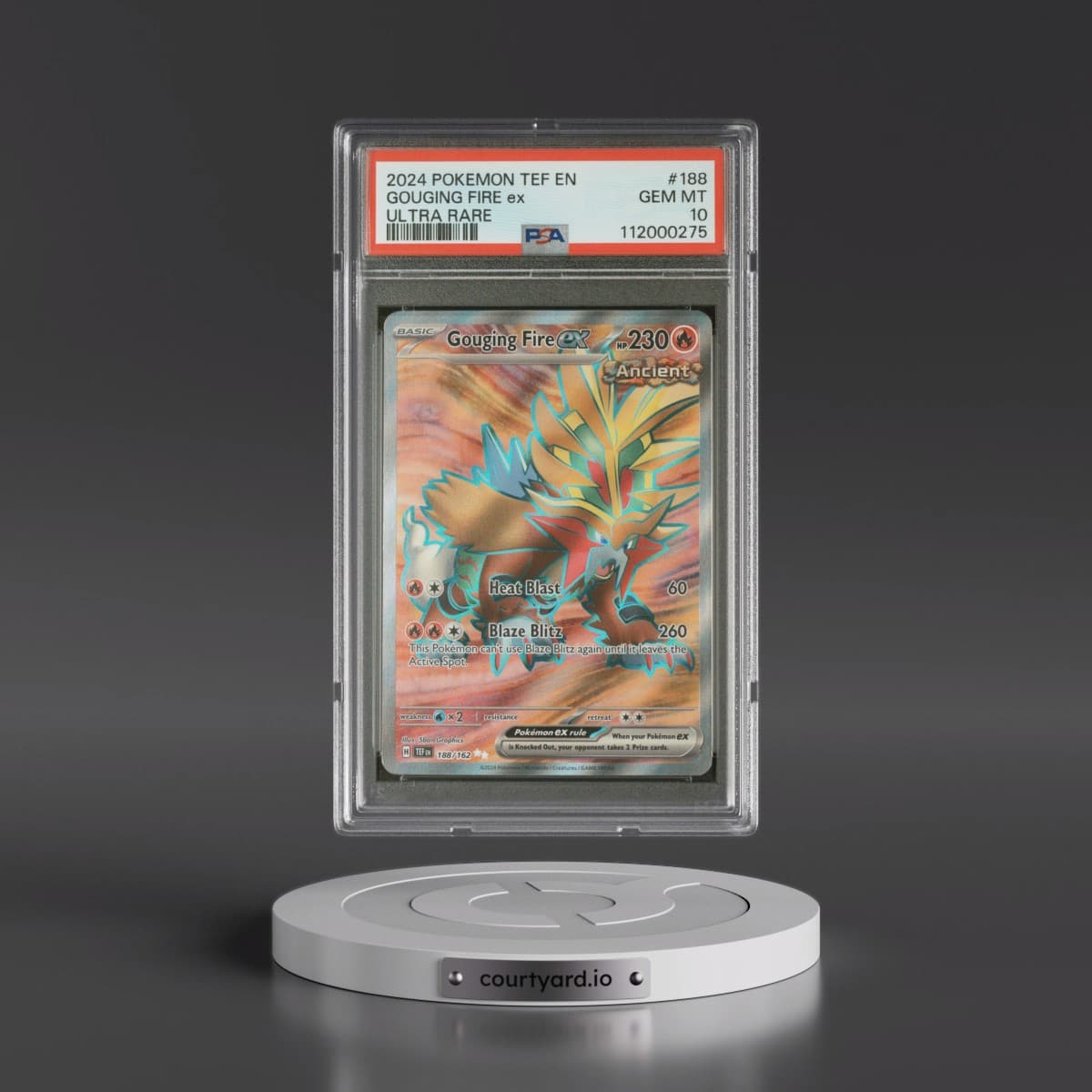 2024 Pokémon Tef EN-Temporal Forces #188 Gouging Fire EX - Holo Ultra Rare (PSA 10 GEM MINT)