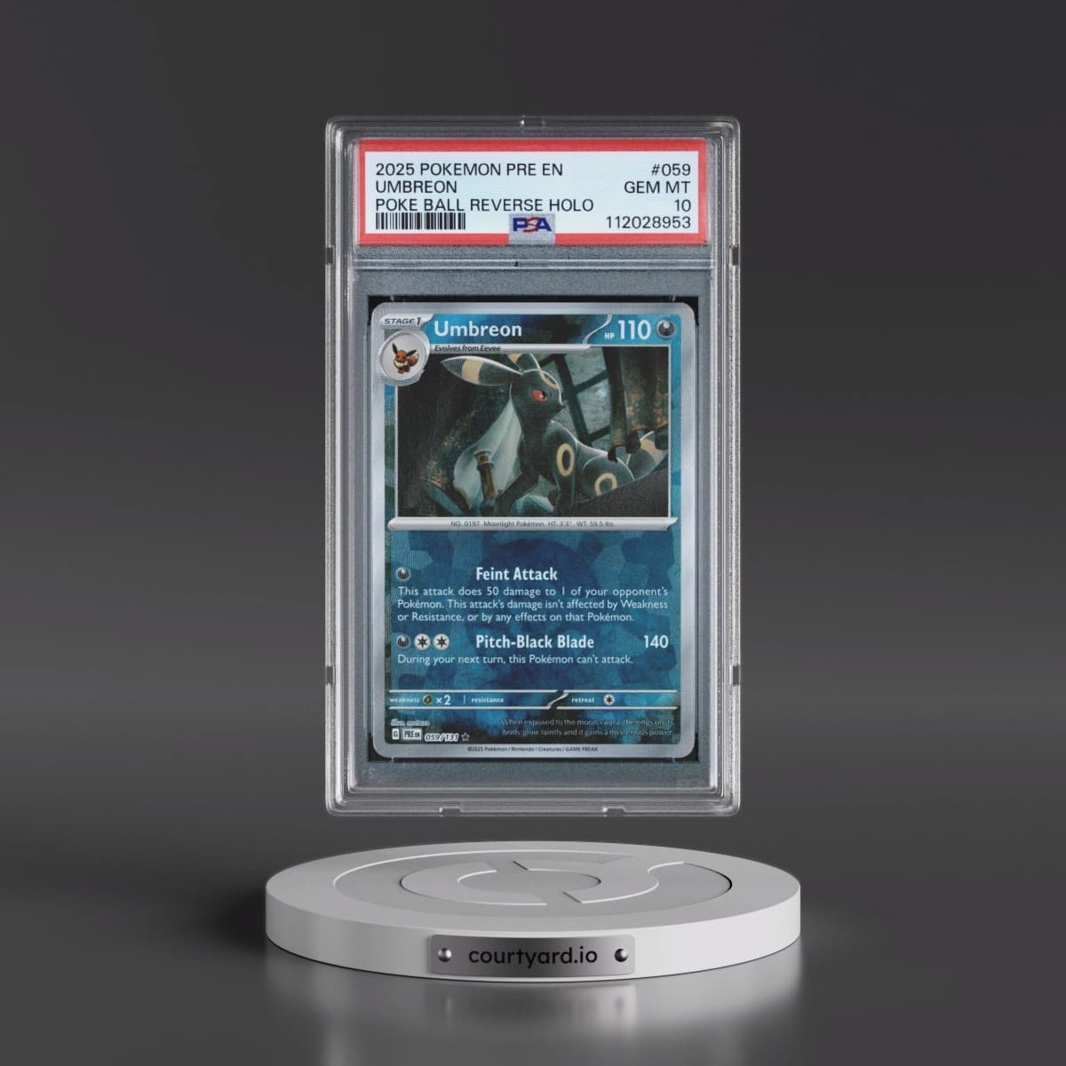2025 Pokémon Pre EN-Prismatic Evolutions #059 Umbreon - Reverse Holo Poke Ball (PSA 10 GEM MINT)