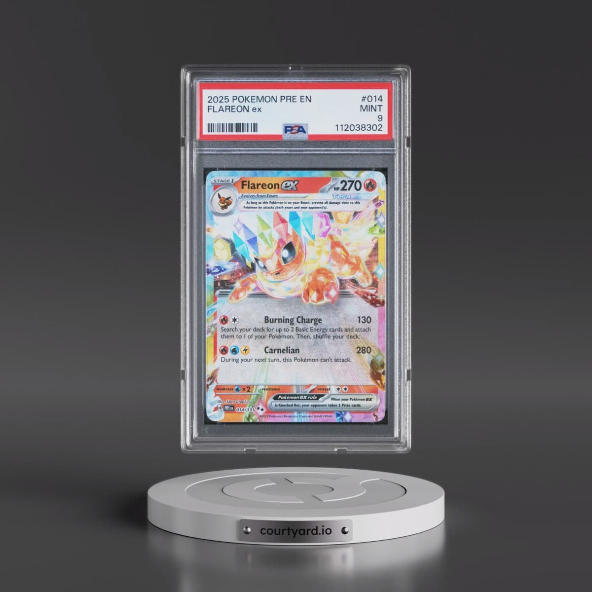 2025 Pokémon Pre EN-Prismatic Evolutions #014 Flareon EX - Holo (PSA 9 MINT)