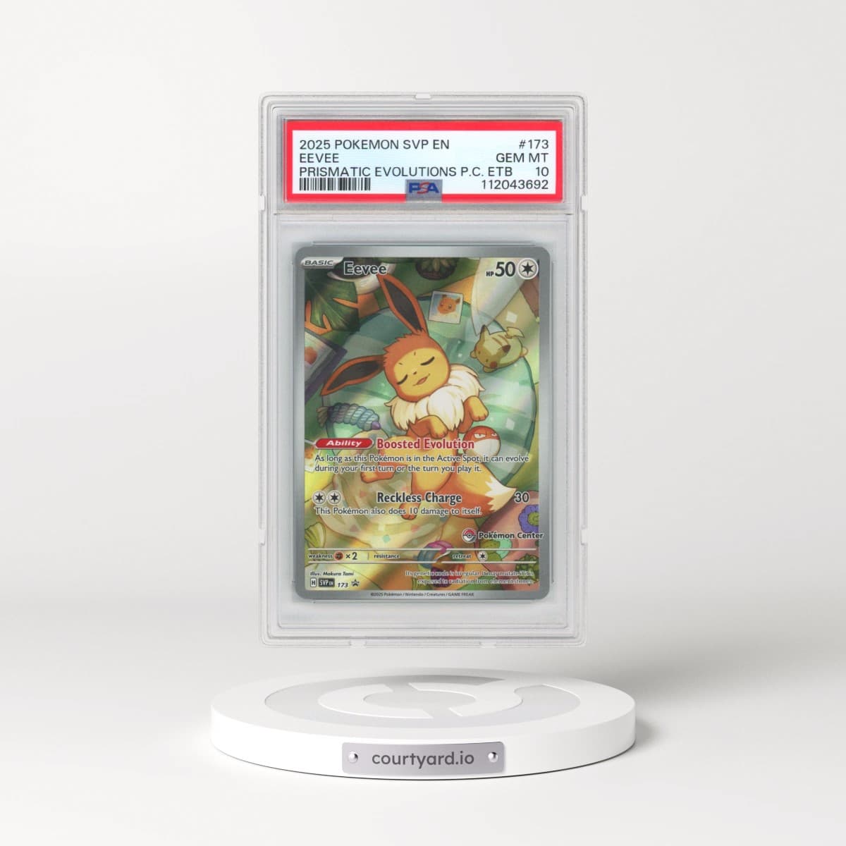 2025 Pokémon Svp EN-SV Black Star Promo #173 Eevee - Prismatic Evolutions Pokemon Center Elite Trainer Box (PSA 10 GEM MINT)