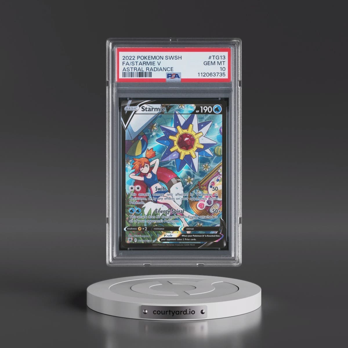 2022 Pokémon Sword & Shield Astral Radiance #TG13 Starmie V - Holo Full Art (PSA 10 GEM MINT)