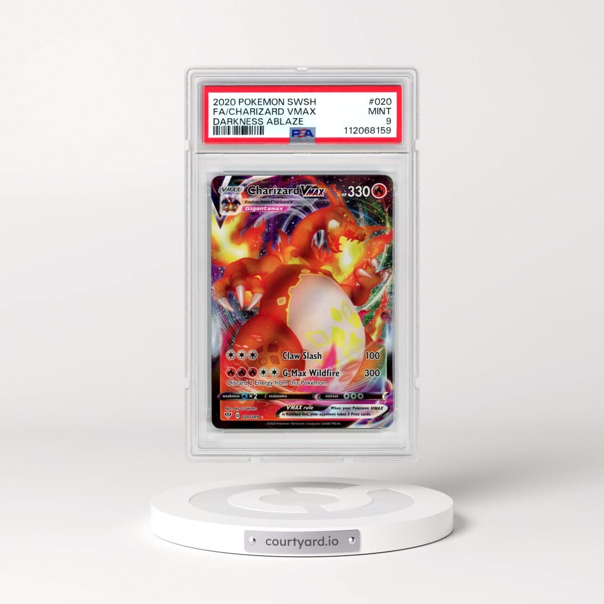 2020 Pokémon Sword & Shield Darkness Ablaze #020 Charizard Vmax - Full Art (PSA 9 MINT)