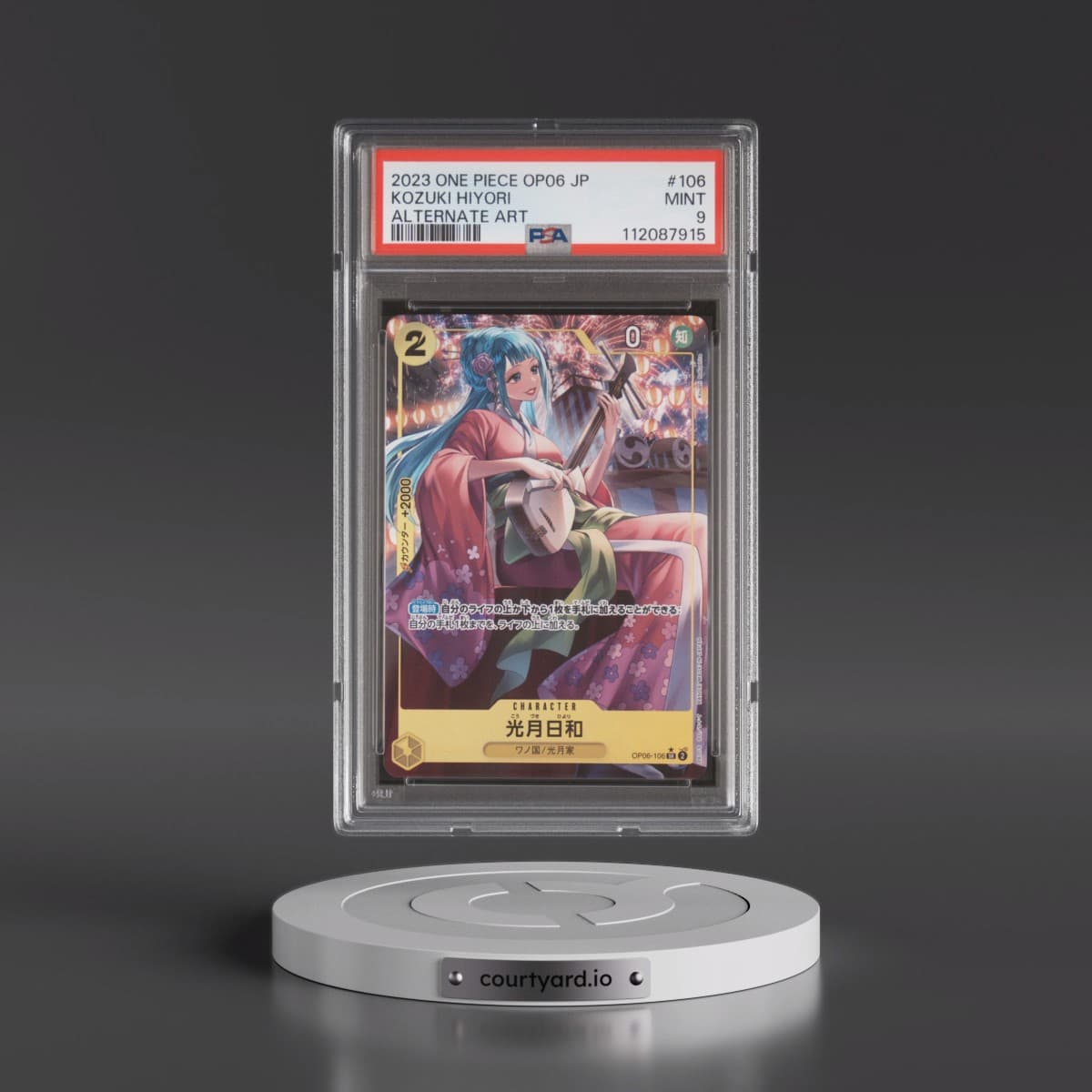 2023 One Piece Japanese OP06-Wings of the Captain #106 Kozuki Hiyori - Alternate Art (PSA 9 MINT)