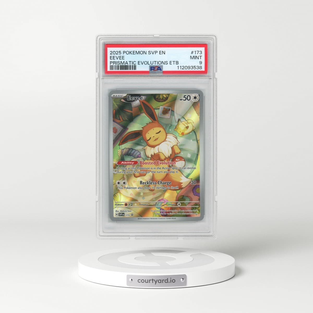 2025 Pokémon Svp EN-SV Black Star Promo #173 Eevee - Prismatic Evolutions Elite Trainer Box (PSA 9 MINT)