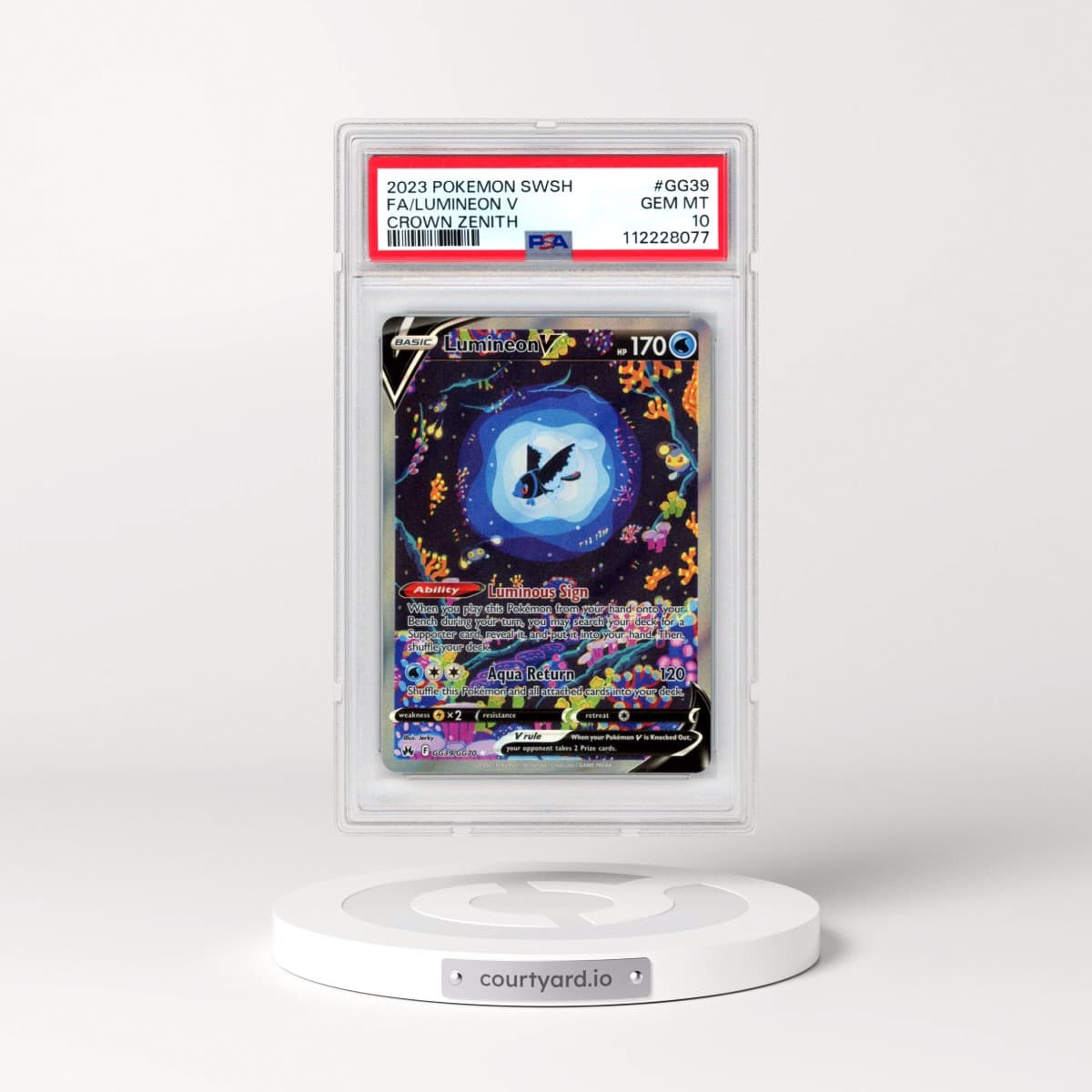 2023 Pokémon Sword and Shield Crown Zenith #GG39 Lumineon V - Holo Full Art (PSA 10 GEM MINT)