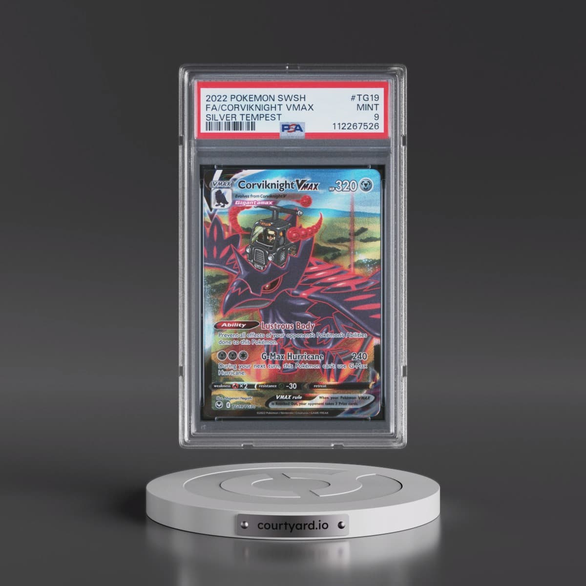 2022 Pokémon Sword & Shield Silver Tempest #TG19 Corviknight Vmax - Full Art (PSA 9 MINT)