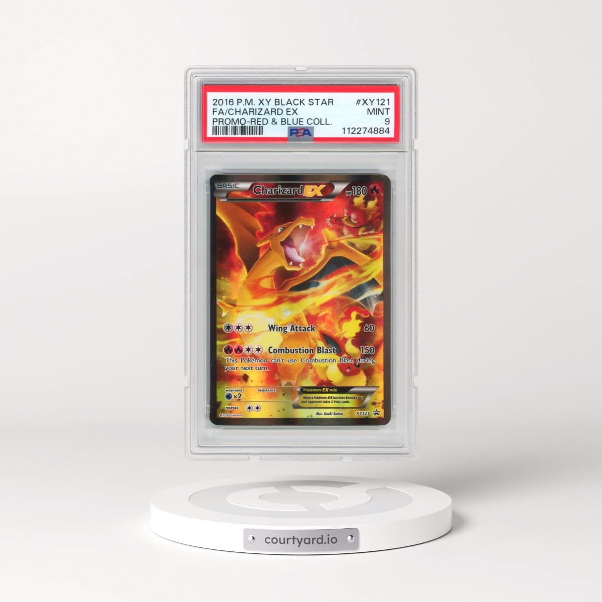 2016 Pokémon XY Black Star Promo #XY121 Charizard EX - Holo Full Art Red & Blue Collection (PSA 9 MINT)
