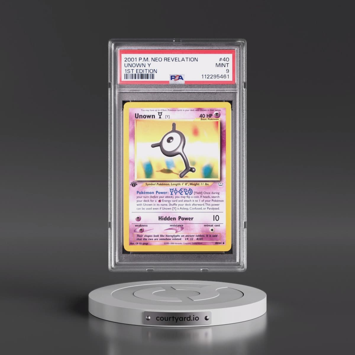 2001 Pokémon Neo Revelation #40 Unown Y - 1st Edition (PSA 9 MINT)
