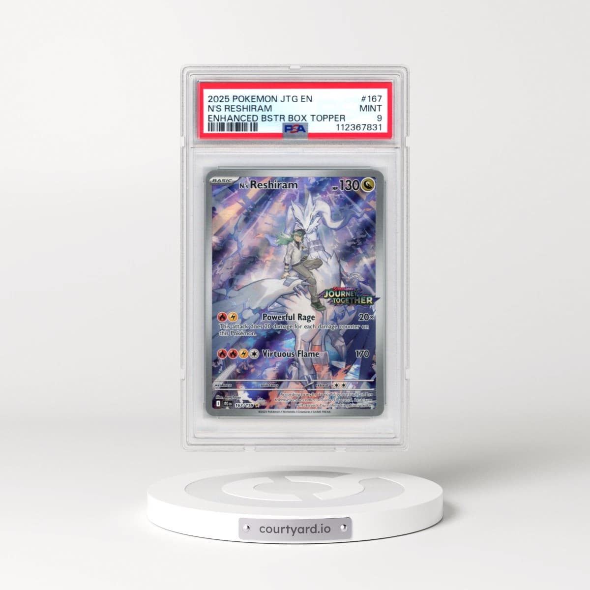 2025 Pokémon Jtg EN-Journey Together #167 N's Reshiram - Enhanced Booster Box Topper (PSA 9 MINT)