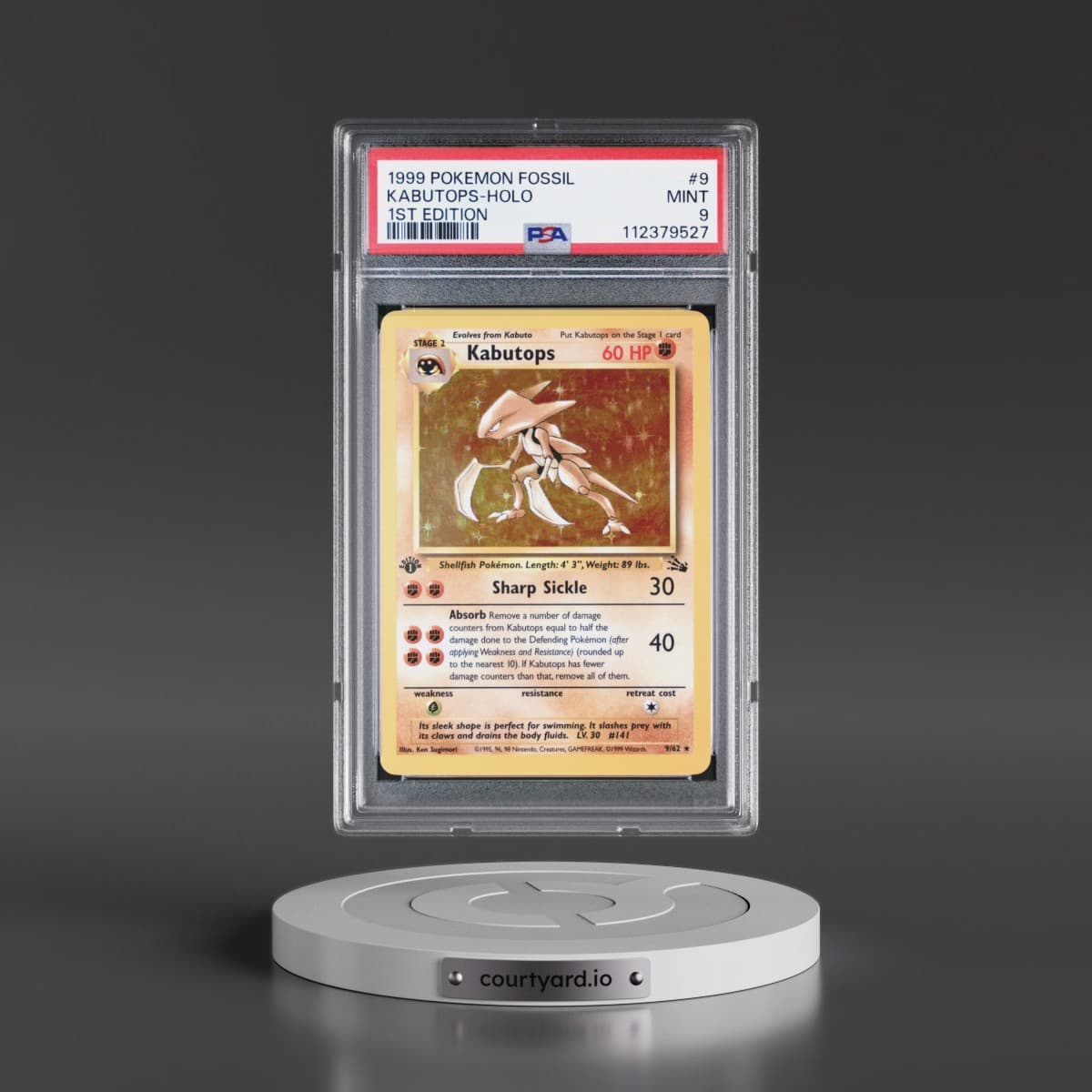 1999 Pokémon Fossil #9 Kabutops - 1st Edition Holo (PSA 9 MINT)