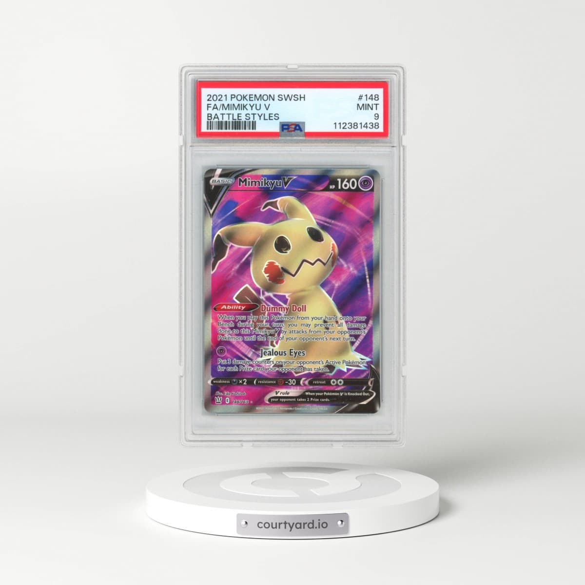 2021 Pokémon Sword & Shield Battle Styles #148 Mimikyu V - Holo Full Art (PSA 9 MINT)