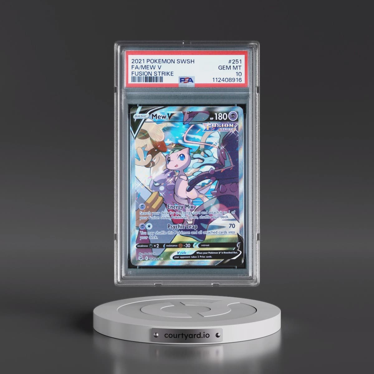 2021 Pokémon Sword & Shield Fusion Strike #251 Mew V - Holo Full Art (PSA 10 GEM MINT)