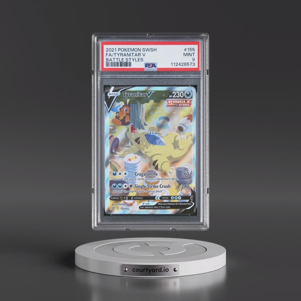2021 Pokémon Sword & Shield Battle Styles #155 Tyranitar V - Holo Full Art (PSA 9 MINT)