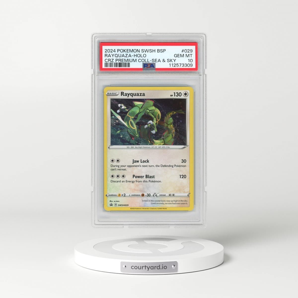 2024 Pokémon Swsh Black Star Promo #029 Rayquaza - Holo Crown Zenith Premium Collection Sea & Sky (PSA 10 GEM MINT)
