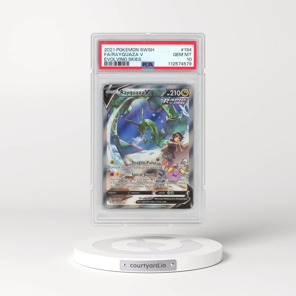 2021 Pokémon Sword & Shield Evolving Skies #194 Rayquaza V - Holo Full Art (PSA 10 GEM MINT)