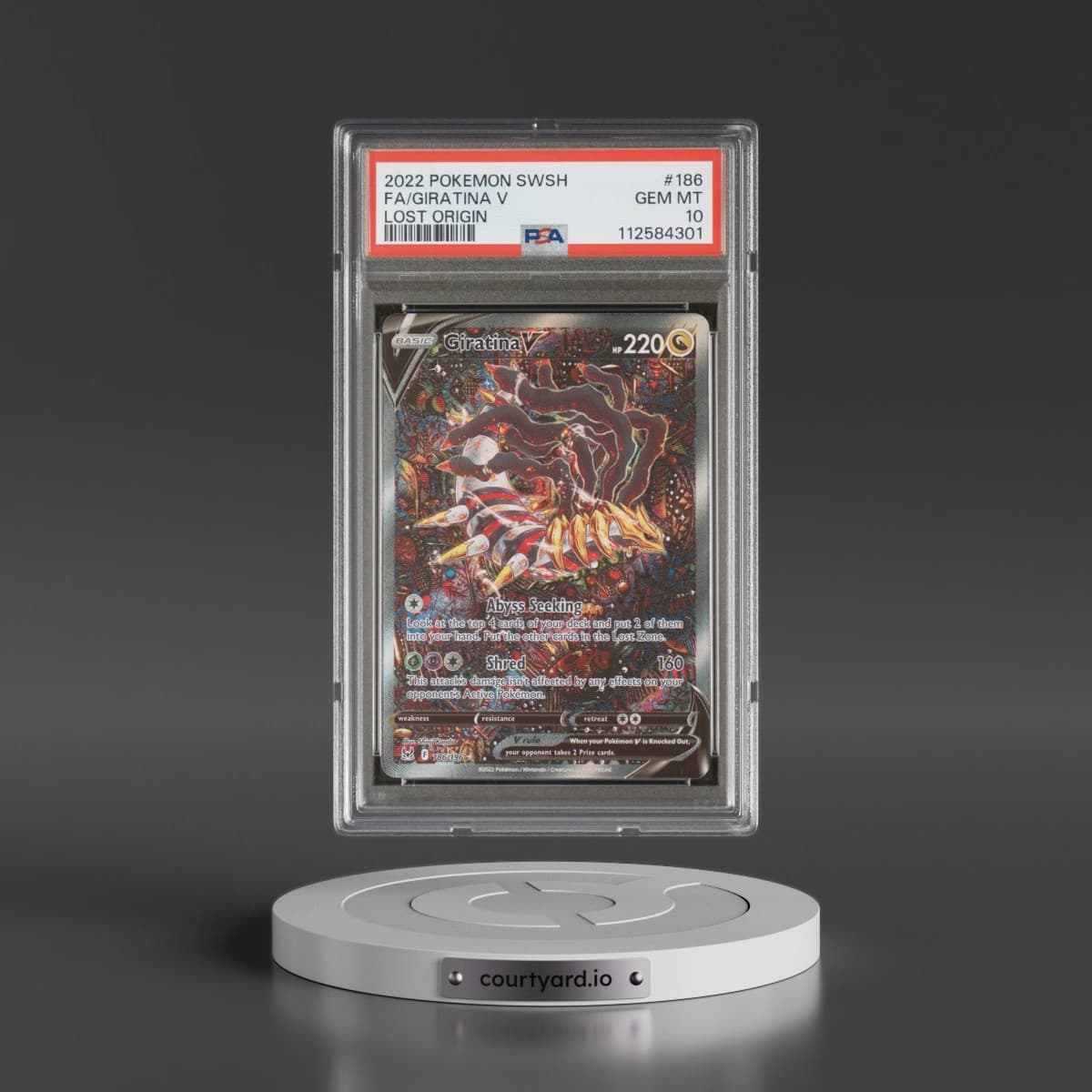 2022 Pokémon Sword & Shield Lost Origin #186 Giratina V - Holo Full Art (PSA 10 GEM MINT)
