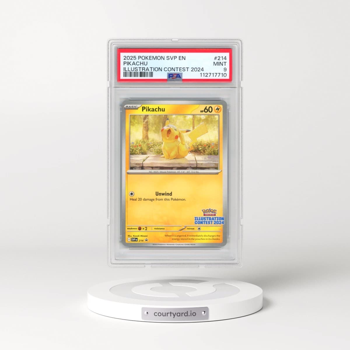 2025 Pokémon Svp EN-SV Black Star Promo #214 Pikachu - Illustration Contest 2024 (PSA 9 MINT)