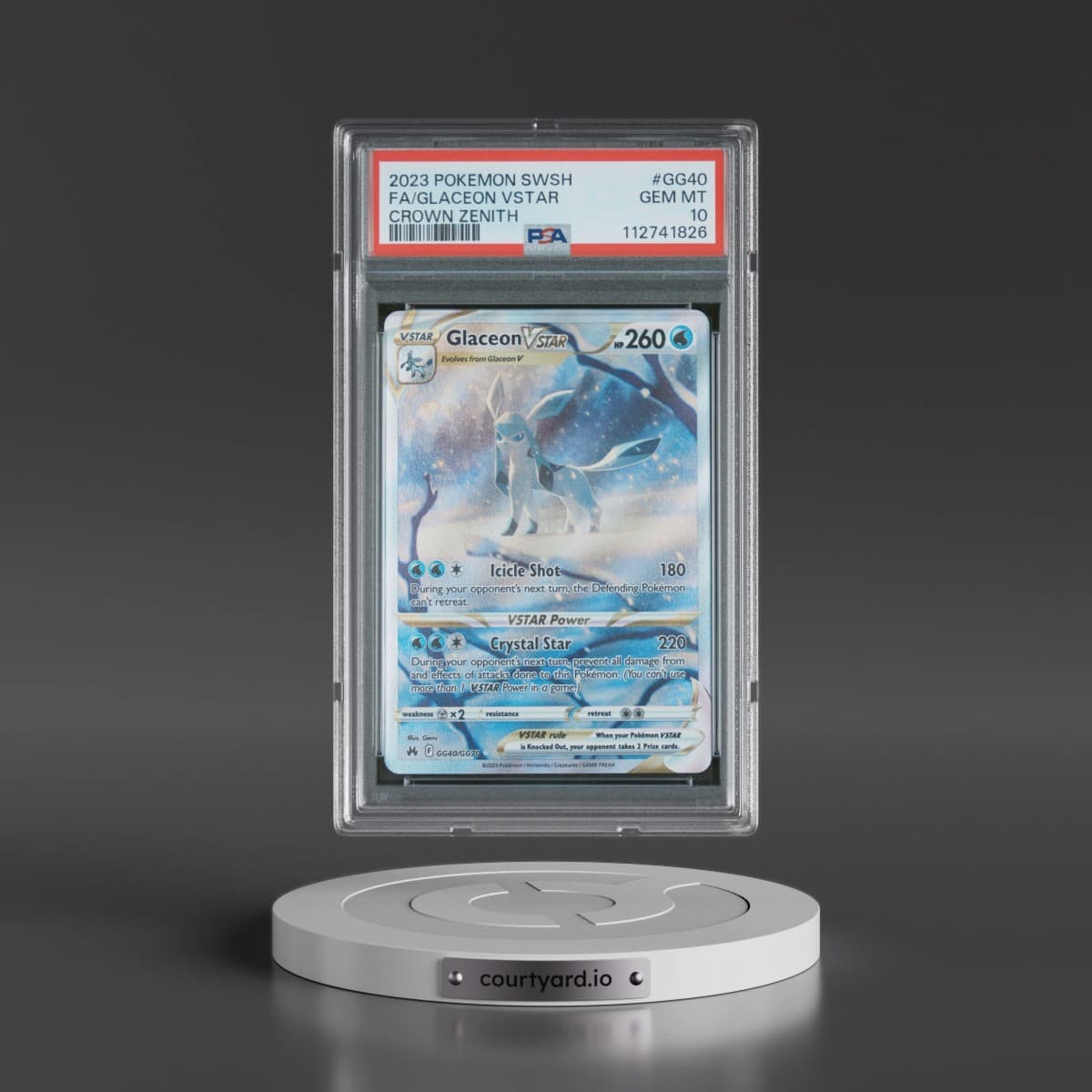 2023 Pokémon Sword and Shield Crown Zenith #GG40 Glaceon Vstar - Full Art (PSA 10 GEM MINT)