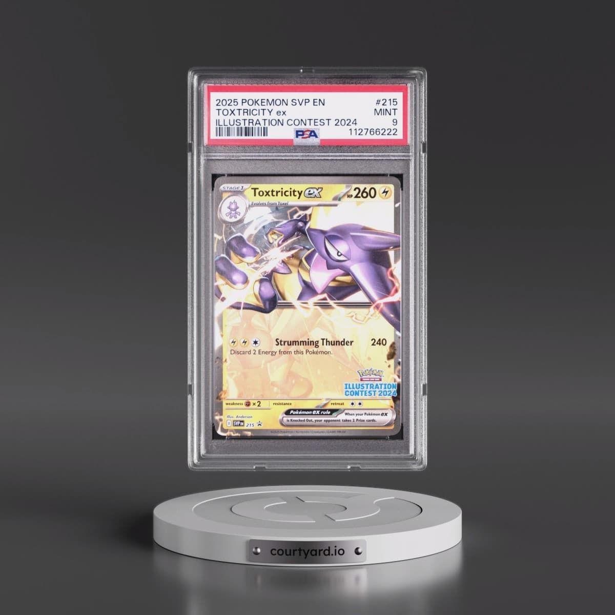 2025 Pokémon Svp EN-SV Black Star Promo #215 Toxtricity EX - Holo Illustration Contest 2024 (PSA 9 MINT)