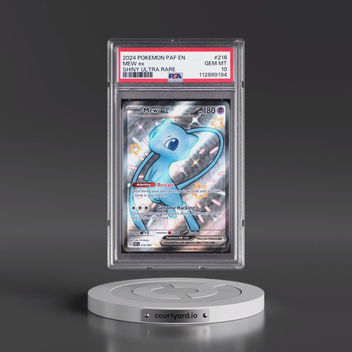 2024 Pokémon Paf EN-Paldean Fates #216 Mew EX - Holo Shiny Ultra Rare (PSA 10 GEM MINT)