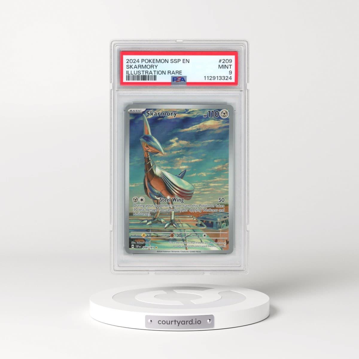 2024 Pokémon Ssp EN-Surging Sparks #209 Skarmory - Illustration Rare (PSA 9 MINT)