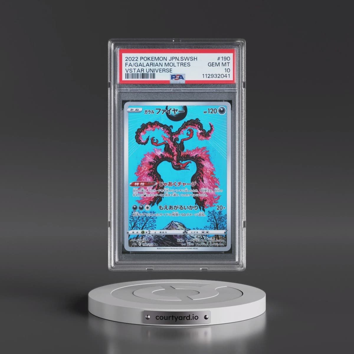 2022 Pokémon Sword & Shield Vstar Universe #190 Galarian Moltres - Full Art (PSA 10 GEM MINT)