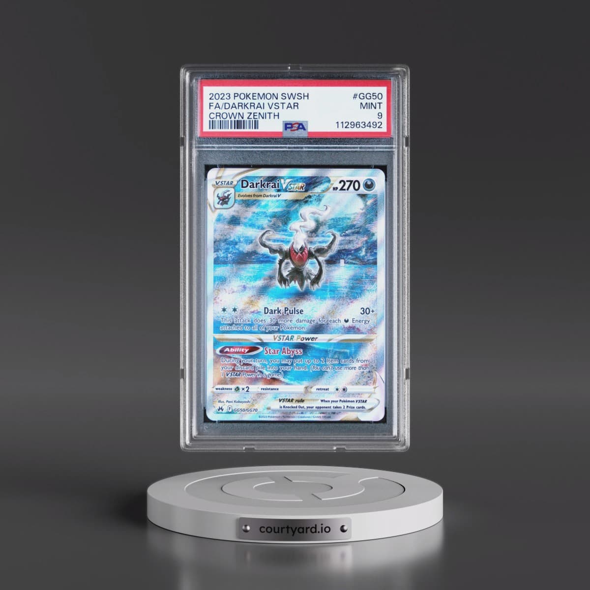 2023 Pokémon Sword and Shield Crown Zenith #GG50 Darkrai Vstar - Full Art (PSA 9 MINT)