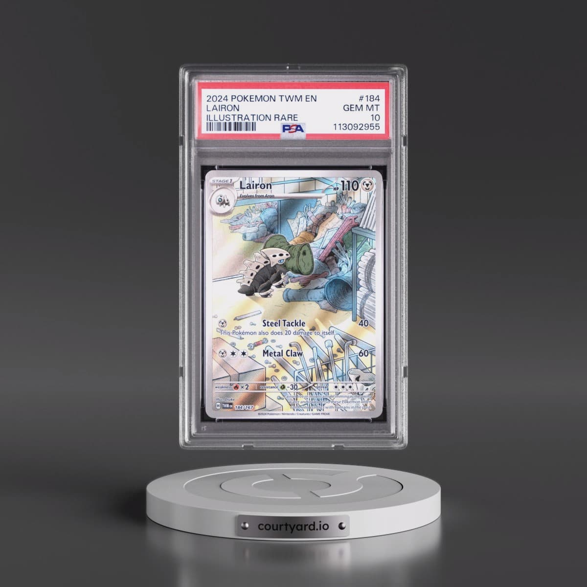 2024 Pokémon Twm EN-Twilight Masquerade #184 Lairon - Illustration Rare (PSA 10 GEM MINT)